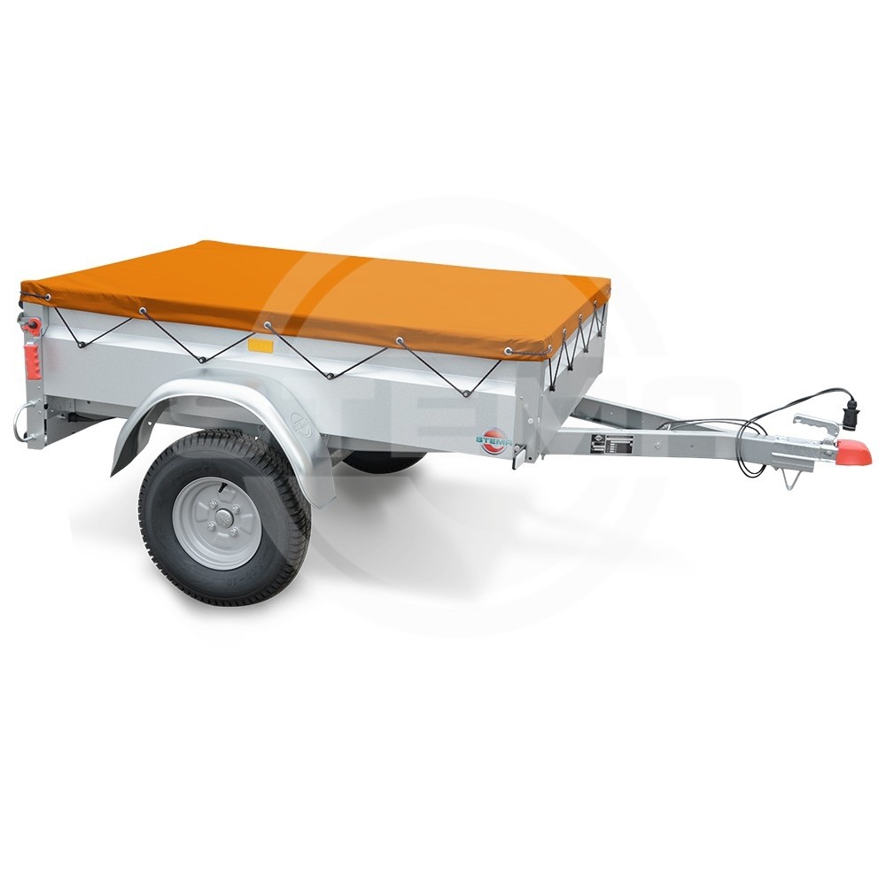 FUXTEC Anhängerplane passend für STEMA-Anhänger - wasserdicht -  schwarz/orange - 80 cm Hochplane - Innenmaß 108 x 201 cm - auch für weitere  Modelle nutzbar - inkl. Planenschnur - Gewicht: 610g/m² : : Auto &  Motorrad